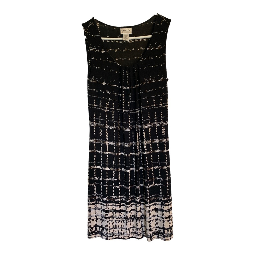 chicos travelers dress black abstract sleeveless scoop neck size S vacation